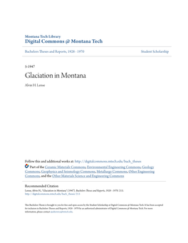 Glaciation in Montana Alvin H