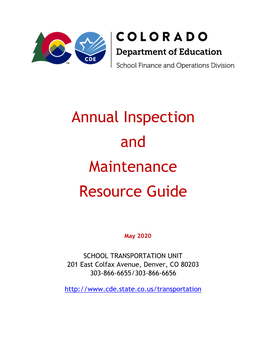 School Transportation Technician Annual Inspection Guide