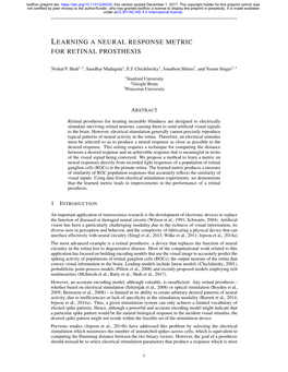 Learning a Neural Response Metric for Retinal Prosthesis