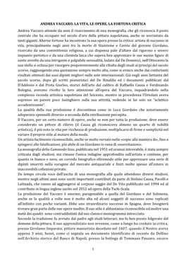 Andrea Vaccaro, La Vita, Le Opere, La Fortuna Critica