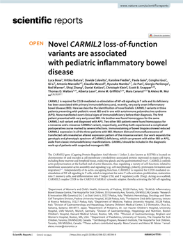 Novel CARMIL2 Loss-Of-Function Variants Are Associated with Pediatric Inflammatory Bowel Disease