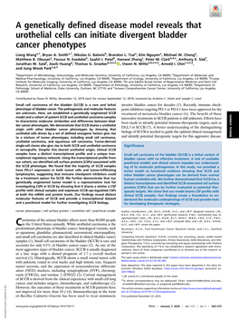 A Genetically Defined Disease Model Reveals That Urothelial Cells Can Initiate Divergent Bladder Cancer Phenotypes