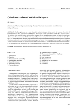 Quinolones: a Class of Antimicrobial Agents