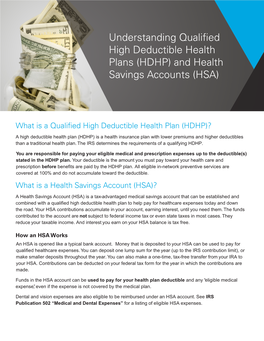 HDHP) and Health Savings Accounts (HSA