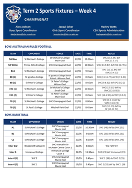 Boys Australian Rules Football Boys Basketball