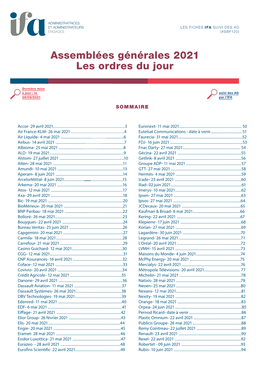 Assemblées Générales 2021 Les Ordres Du Jour