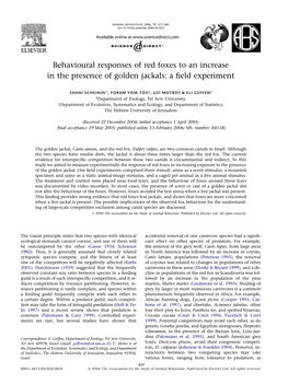 Behavioural Responses of Red Foxes to an Increase in the Presence of Golden Jackals: a ﬁeld Experiment