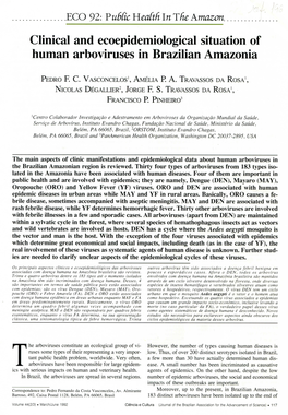 Clinicai and Ecoepidemiological Situation of Human Arboviruses in Brazilian Amazónia