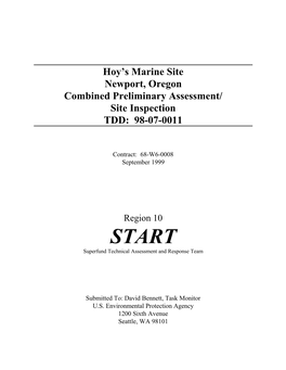 Hoy's Marine Site Newport, Oregon Combined Preliminary Assessment