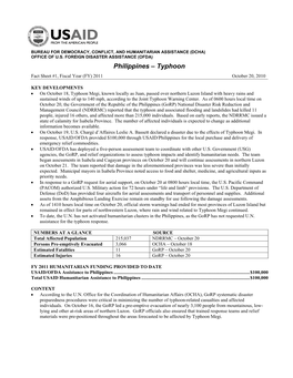 Philipinnes Typhoon Fact Sheet #1