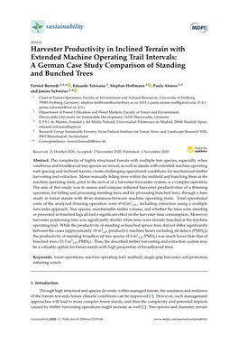 Harvester Productivity in Inclined Terrain with Extended Machine Operating Trail Intervals: a German Case Study Comparison of Standing and Bunched Trees