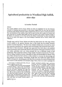 Agricultural Productivity in Woodland High Suffolk, 16OO-1850