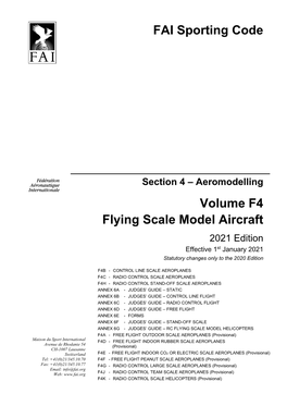 FAI Sporting Code Volume F4 Flying Scale Model Aircraft