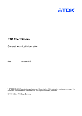 PTC Thermistors, General Technical Information