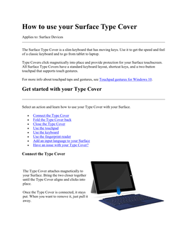 How to Use Your Surface Type Cover