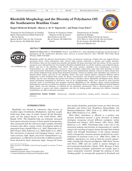 Rhodolith Morphology and the Diversity of Polychaetes Off the Southeastern Brazilian Coast Raquel Meihoub Berlandi{, Marcia A