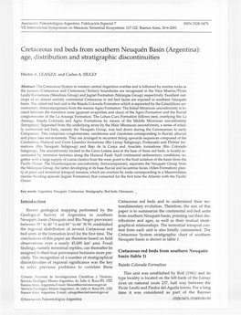 Cretaceous Red Beds from Southern Neuquén Basin (Argentina): Age, Distribution and Stratigraphic Discontinuities