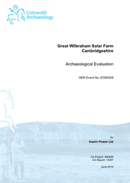 Great Wilbraham Solar Farm Cambridgeshire Archaeological Evaluation