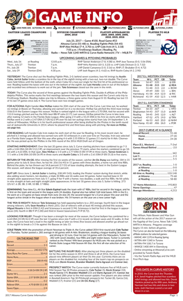 2017 Curve at a Glance Broadcast Information This Date in Curve History Upcoming Games & Pitching Probables