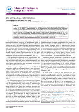 The Mycology As Forensics Tool Tranchida María Cecilia* and Cabello Marta Noemí Botanical Institute C