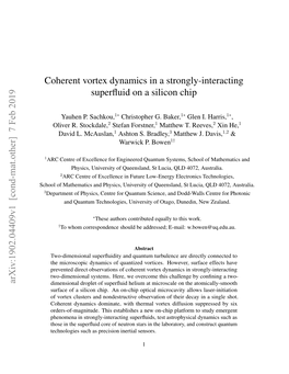 Coherent Vortex Dynamics in a Strongly-Interacting Superfluid on A