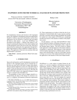 Snappshot: Suite for the Numerical Analysis of Planetary Protection