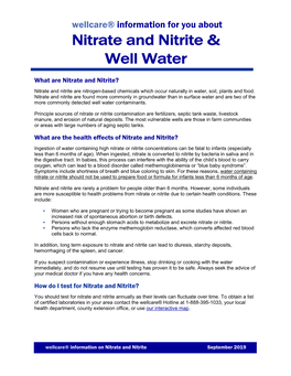 Wellcare® Information for You About Nitrate and Nitrite &