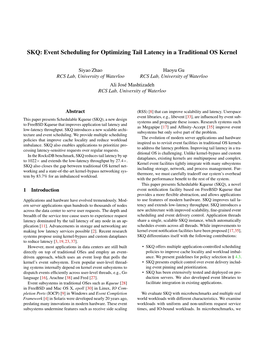 SKQ: Event Scheduling for Optimizing Tail Latency in a Traditional OS Kernel