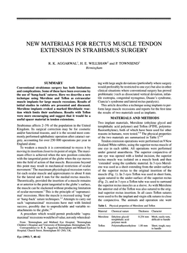 New Materials for Rectus Muscle Tendon Extension in Strabismus Surgery