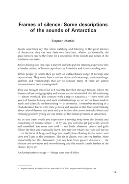 Frames of Silence: Some Descriptions of the Sounds of Antarctica