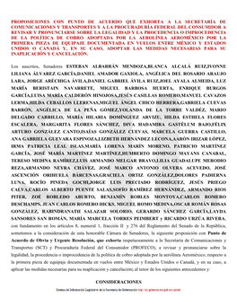 Proposiciones Con Punto De Acuerdo Que Exhorta a La Secretaría De Comunicaciones Y Transportes Y a La Procuraduría Federal