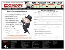 Please Select Your Sponsorship Level: 2403 Sidney Street, Suite 230, Pittsburgh, PA 15203 Phone: 412.261.4115 Ext