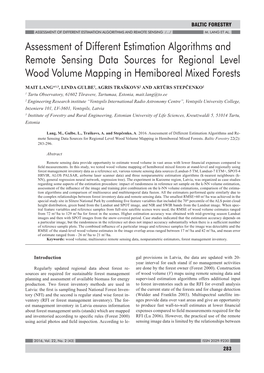 Assessment of Different Estimation Algorithms and Remote Sensing /.../ M