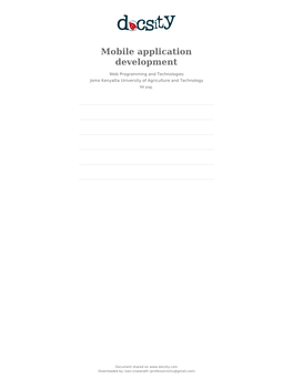 Mobile Application Development