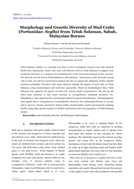 Morphology and Genetic Diversity of Mud Crabs (Portunidae: Scylla) from Teluk Sulaman, Sabah, Malaysian Borneo