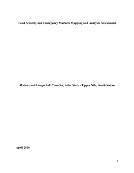 Food Security and Emergency Markets Mapping and Analysis Assessment