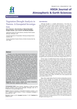 Vegetation Drought Analysis in Tunisia: a Geospatial Investiga- Tion