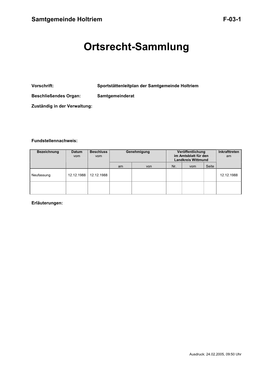 Sportstättenleitplan Der Samtgemeinde Holtriem F-03-1 Seite: 1