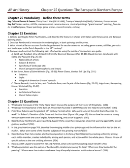 AP Art History Chapter 25 Questions: the Baroque in Northern Europe