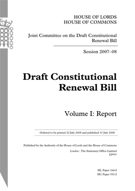 Draft Constitutional Renewal Bill