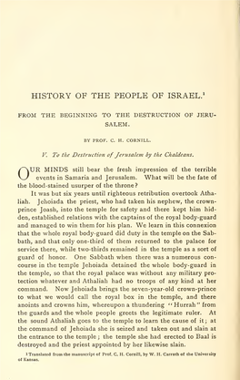 History of the People of Israel. from the Beginning to the Destruction Of