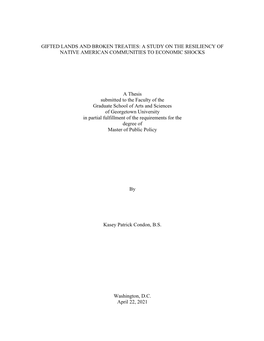 A Study on the Resiliency of Native American Communities to Economic Shocks