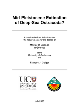 Mid-Pleistocene Extinction of Deep-Sea Ostracoda?