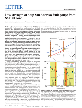 Low Strength of Deep San Andreas Fault Gouge from SAFOD Core