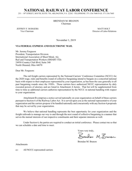 NATIONAL RAILWAY LABOR CONFERENCE 251 – 18Th STREET, SOUTH, SUITE 750, ARLINGTON, VA 22202 / TELEPHONE: 571-336-7600 FAX: 571-336-7605