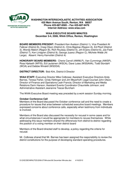 WASHINGTON INTERSCHOLASTIC ACTIVITIES ASSOCIATION 435 Main Avenue South, Renton, WA 98057 Phone 425-687-8585 – Fax 425-687-9476 Internet Address