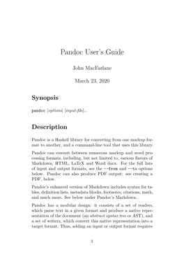 Pandoc User's Guide