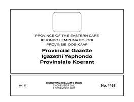 Provincial Gazette Igazethi Yephondo Provinsiale Koerant