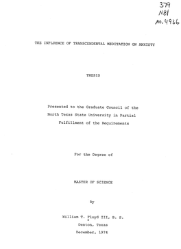 The Influence of Transcendental Meditation on Anxiety