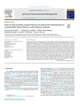 Impacts of Underwater Photography on Cryptobenthic Fauna Found in Soft Sediment Habitats